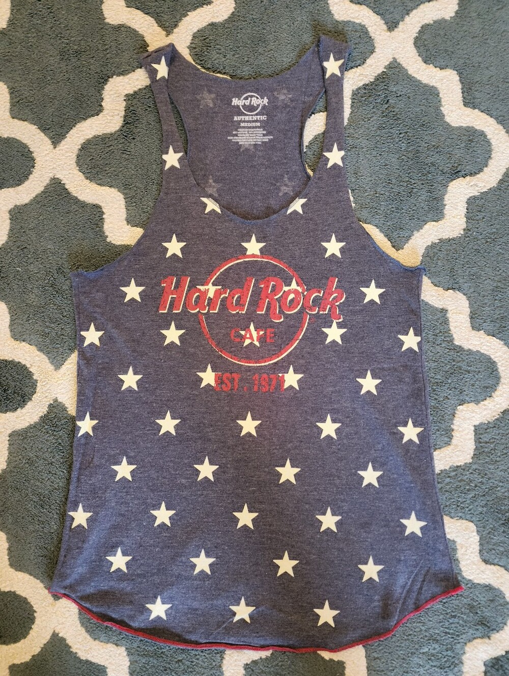 Hard Rock Cafe Blue Star Print Tank with White Logo